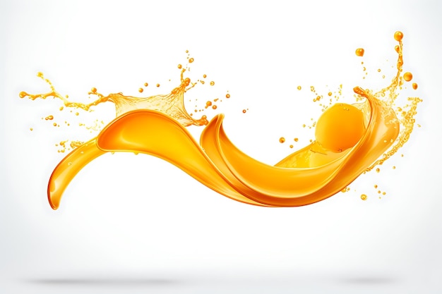 Foto una ola de jugo de naranja fresco sobre un fondo blanco