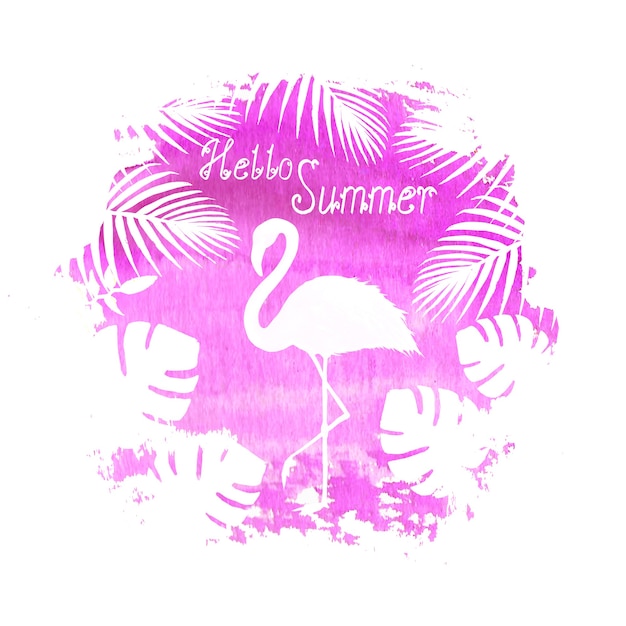 Olá, letras de verão, pôster flamingo rosa