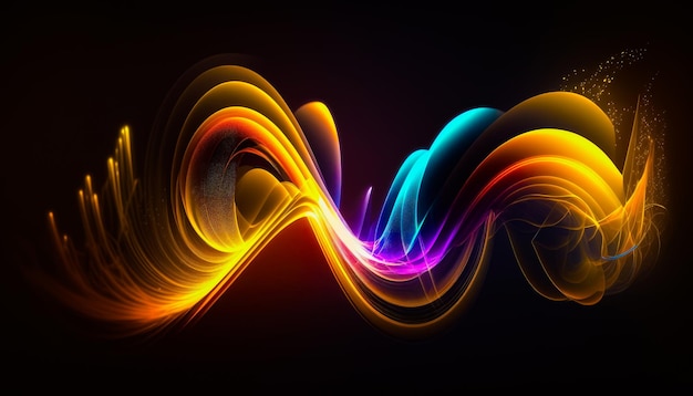 Ola de luz colorida sobre fondo negro Inteligencia Artificial Generativa