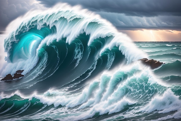 La ola en el océano es una pintura del artista.