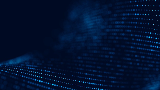 Ola de partículas Fondo abstracto con una onda dinámica Big data
