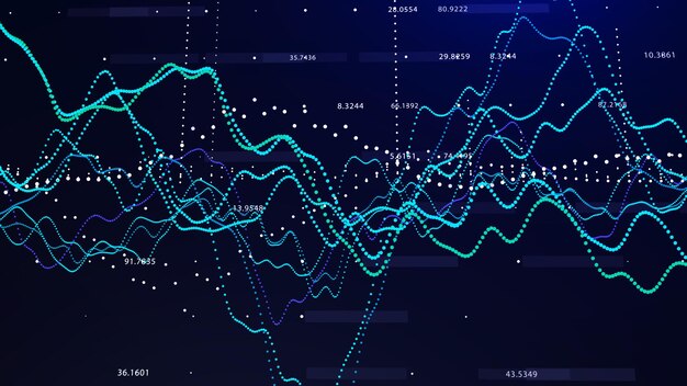 Ola de partículas Fondo abstracto con una onda dinámica Ilustración vectorial de grandes datos