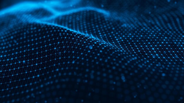 Ola de partículas Fondo abstracto con una onda dinámica Ilustración vectorial de grandes datos