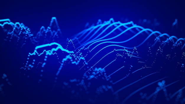 Ola de partículas Fondo abstracto con una onda dinámica Ilustración vectorial de grandes datos