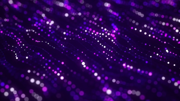 Ola de partículas Fondo abstracto con una onda dinámica Ilustración vectorial de grandes datos