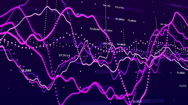 Ola de partículas Fondo abstracto con una onda dinámica Ilustración vectorial de grandes datos