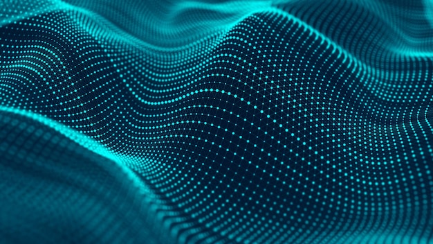 Ola de partículas Fondo abstracto con una onda dinámica Ilustración vectorial