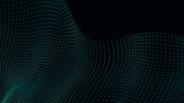 Ola de puntos y líneas entrelazadas Fondo abstracto Estilo tecnológico para la representación de ciencia3d