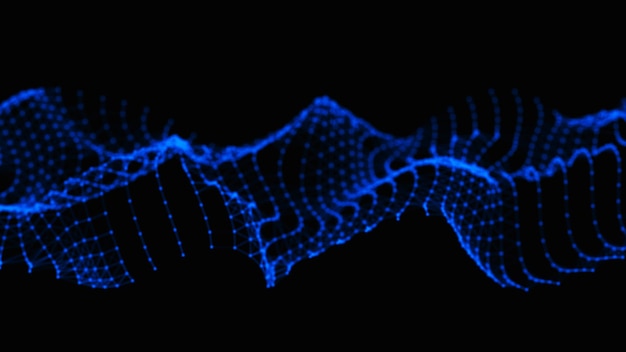 Ola de puntos y líneas entrelazadas Fondo abstracto Estilo tecnológico para la representación de ciencia3d