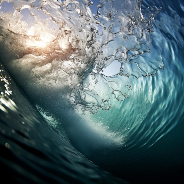 Una ola que está a punto de estrellarse contra el agua.