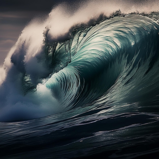 Una ola rompe en el océano con la palabra océano.