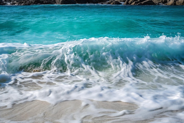 Una ola se rompe en la playa del Caribe