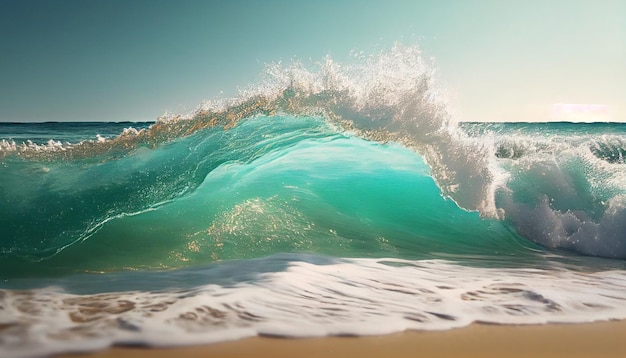 Una ola se rompe en una playa