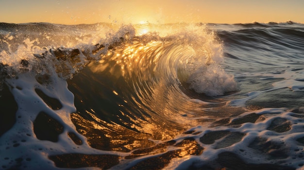 Una ola se rompe en una playa