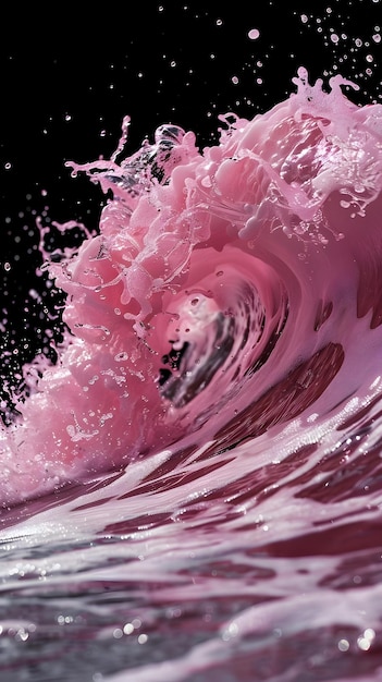 Foto una ola rosada con un fondo negro
