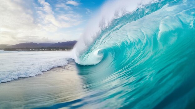 Ola de surf azul tropical