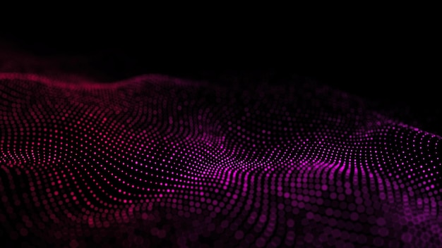 Ola de tecnología futurista Ciberespacio digital Ola abstracta con partículas en movimiento en el fondo