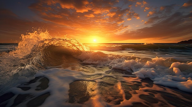 Olas amarillas de la costa