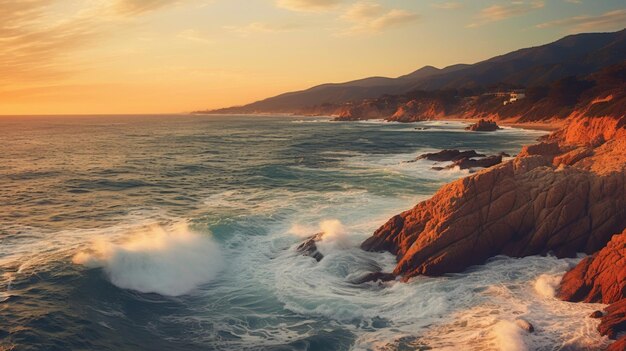 las olas chocando contra la costa