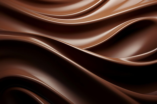 Olas de chocolate suave derretido como fondo postre dulce fondo abstracto marrón