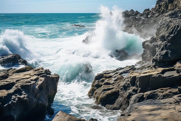 las olas se estrellan contra las rocas