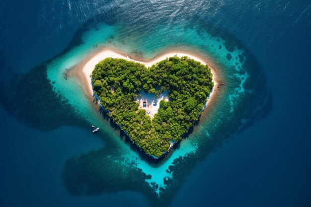 Las olas en forma de corazón simbolizan el amor en la belleza de la naturaleza