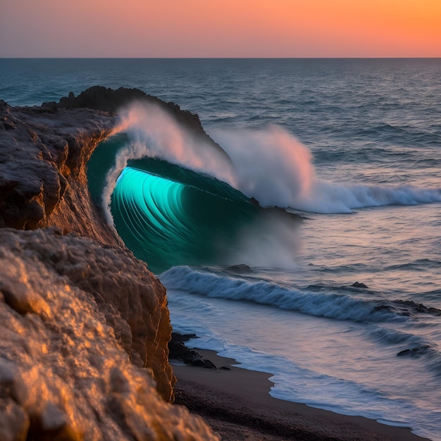 Foto olas del mar rompiendo ia generativa