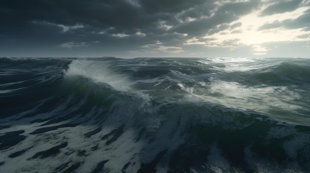 Olas del océano en un día nublado