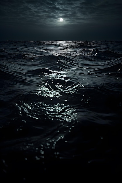 Foto las olas del océano iluminadas por la luna
