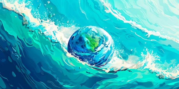 olas del océano y una paleta de colores azul y verde