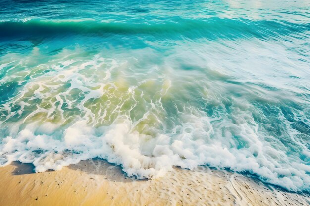 Olas del océano en una playa de arena AI generativa 1