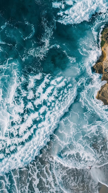 Foto las olas del océano se rompen en la orilla de la playa