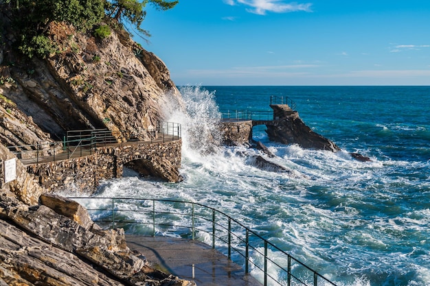 Olas en el paseo de Zoagli