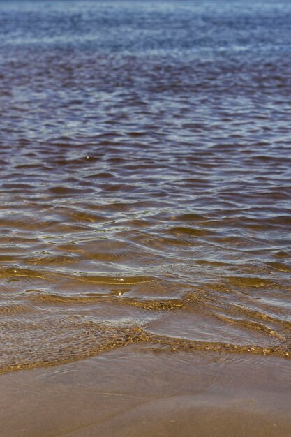 Olas en la playa del río de verano imagen vertical.