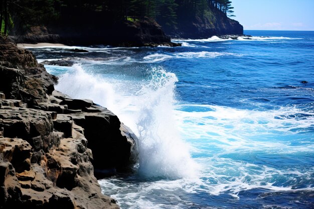 las olas que chocan contra las rocas generativo Ai