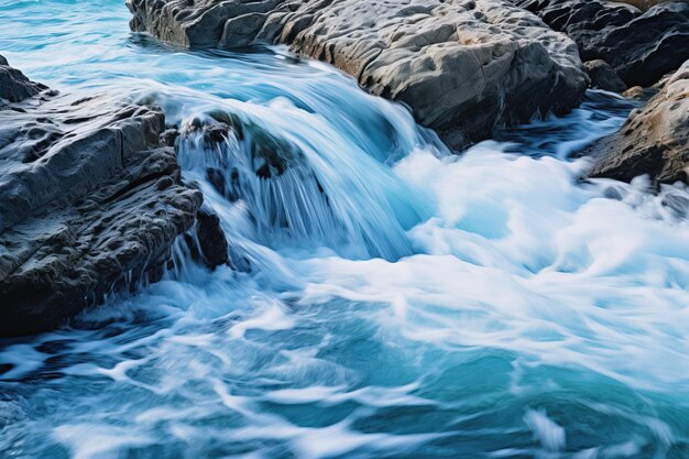 las olas que chocan contra las rocas generativo Ai