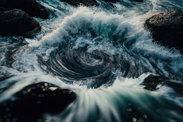 Olas de río y agua de mar se encuentran