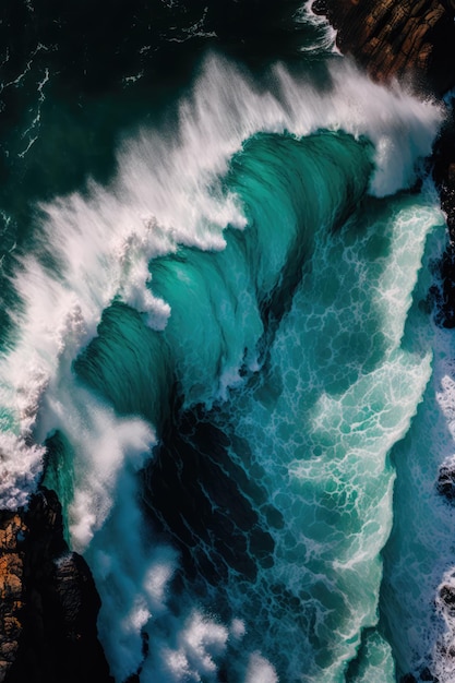 Olas rompiendo en la isla de la playa en los trópicos, genera ai