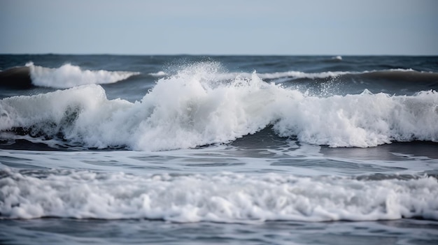 Olas rompiendo en la playa por la noche