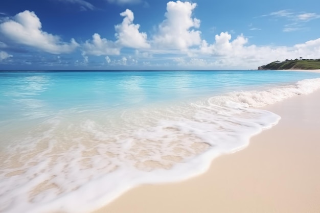 Las olas tranquilas del océano en una playa de arena tropical