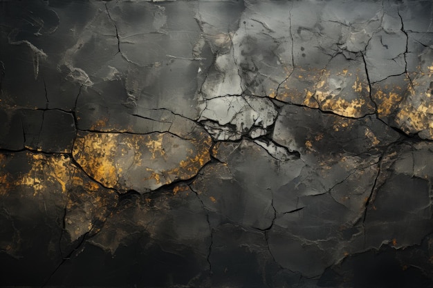 Old Black Wall Cracked Concrete Background Abstract Texture Negro Vintage Anci generative IA