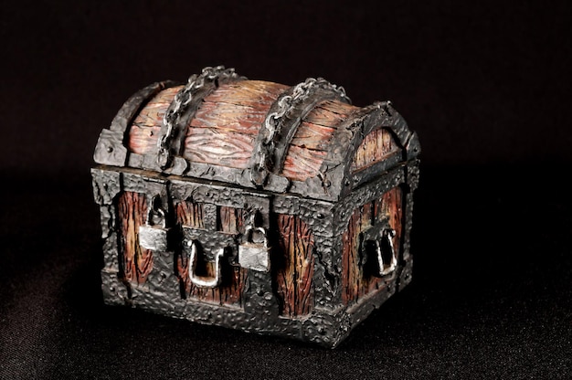Old Vintage Classic Objeto de madera Pirate&#39;s Trunk