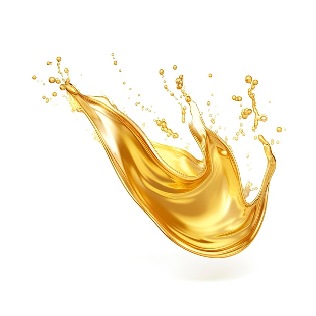 Óleo dourado ou respingo de essência cosmética isolado na ilustração 3d de fundo branco