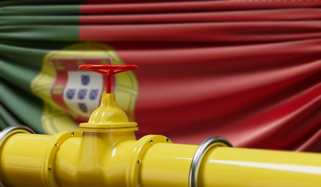 Oleoducto de combustible de petróleo y gas de Portugal Concepto de la industria petrolera Representación 3D