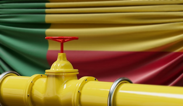 Oleoduto de petróleo e gás de benin conceito da indústria petrolífera renderização em 3d