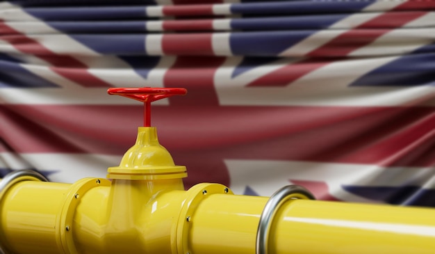 Oleoduto de petróleo e gás do Reino Unido Conceito da indústria petrolífera Renderização em 3D