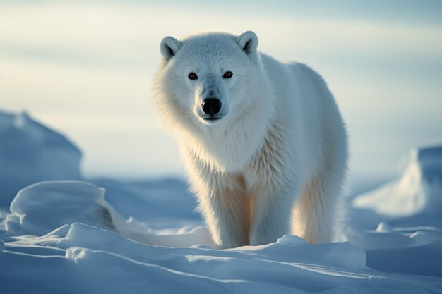 Foto olhar cativante de mamíferos do ártico capturado na tundra gelada