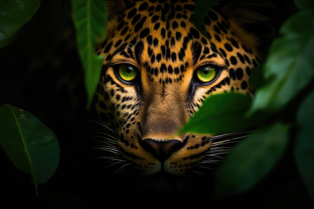 Olhar de leopardo misterioso da selva selvagem