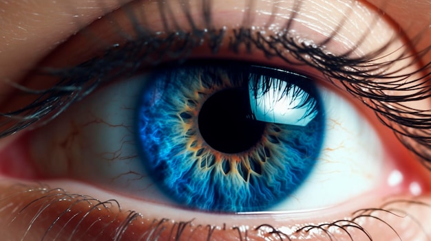Olho azul humano realista belo zoom generativo AI
