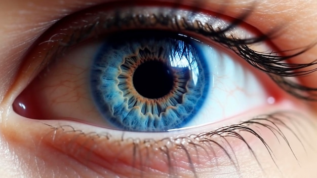 Foto olho azul humano realista belo zoom generativo ai